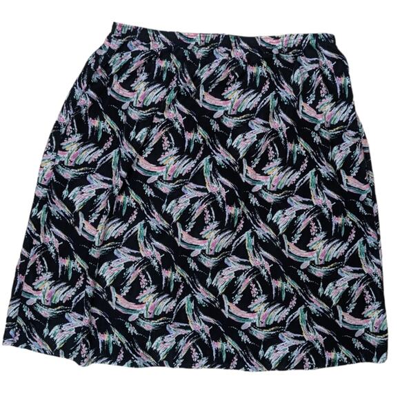 Black abstract 80s print midi skirt - Picture 1 of 3